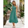 imageSimplee Womens Summer Smocked Midi Sundress V Neck Sleeveess Boho A Line Sun Dress with PocketsGreen