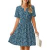 imageSimplee Womens 2025 Summer Mini Dress Eyelet Short Sleeve Cocktail Short Dresses Cute A Line Sun Dress with PocketsGreen Floral