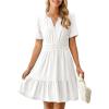 imageSimplee Womens 2025 Summer Mini Dress Eyelet Short Sleeve Cocktail Short Dresses Cute A Line Sun Dress with PocketsWhite