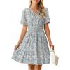 imageSimplee Womens 2025 Summer Mini Dress Eyelet Short Sleeve Cocktail Short Dresses Cute A Line Sun Dress with PocketsWhite Floral
