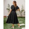 imageAmegoya Womens Casual Short Sleeve V Neck Floral Maxi Dresses Boho Beach Photoshoot Flowy Ruffle Long Dress3blacknew