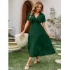 imageAmegoya Womens Casual Short Sleeve V Neck Floral Maxi Dresses Boho Beach Photoshoot Flowy Ruffle Long Dress3dark Green
