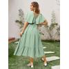 imageAmegoya Womens Casual Short Sleeve V Neck Floral Maxi Dresses Boho Beach Photoshoot Flowy Ruffle Long Dress3greennew