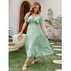 imageAmegoya Womens Casual Short Sleeve V Neck Floral Maxi Dresses Boho Beach Photoshoot Flowy Ruffle Long Dress3greennew