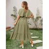imageAmegoya Womens Casual Short Sleeve V Neck Floral Maxi Dresses Boho Beach Photoshoot Flowy Ruffle Long Dress3olive Green