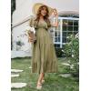 imageAmegoya Womens Casual Short Sleeve V Neck Floral Maxi Dresses Boho Beach Photoshoot Flowy Ruffle Long Dress3olive Green