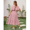 imageAmegoya Womens Casual Short Sleeve V Neck Floral Maxi Dresses Boho Beach Photoshoot Flowy Ruffle Long Dress3pinknew
