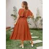 imageAmegoya Womens Casual Short Sleeve V Neck Floral Maxi Dresses Boho Beach Photoshoot Flowy Ruffle Long Dress3pumpkin Colornew