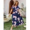 imageAmegoya Womens Casual Short Sleeve V Neck Floral Maxi Dresses Boho Beach Photoshoot Flowy Ruffle Long Dress4navy Blue Floral