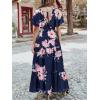 imageAmegoya Womens Casual Short Sleeve V Neck Floral Maxi Dresses Boho Beach Photoshoot Flowy Ruffle Long Dress4navy Blue Floral