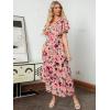 imageAmegoya Womens Casual Short Sleeve V Neck Floral Maxi Dresses Boho Beach Photoshoot Flowy Ruffle Long Dress4pink Floral