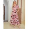 imageAmegoya Womens Casual Short Sleeve V Neck Floral Maxi Dresses Boho Beach Photoshoot Flowy Ruffle Long Dress4pink Floral