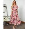 imageAmegoya Womens Casual Short Sleeve V Neck Floral Maxi Dresses Boho Beach Photoshoot Flowy Ruffle Long Dress4pink Floral