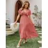 imageAmegoya Womens Casual Short Sleeve V Neck Floral Maxi Dresses Boho Beach Photoshoot Flowy Ruffle Long DressRed