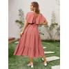 imageAmegoya Womens Casual Short Sleeve V Neck Floral Maxi Dresses Boho Beach Photoshoot Flowy Ruffle Long DressRed