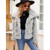 imageSimplee Apparel Womens Faux Fur Coat Fleece Cropped Jacket Long Sleeve Fur Coats Warm Winter Jackets 2025Grey