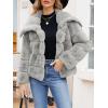 imageSimplee Apparel Womens Faux Fur Coat Fleece Cropped Jacket Long Sleeve Fur Coats Warm Winter Jackets 2025Grey