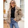 imageSimplee Apparel Womens Faux Fur Coat Fleece Cropped Jacket Long Sleeve Fur Coats Warm Winter Jackets 2025Light Khaki