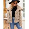imageSimplee Apparel Womens Faux Fur Coat Fleece Cropped Jacket Long Sleeve Fur Coats Warm Winter Jackets 2025Light Khaki