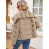 imageSimplee Apparel Womens Faux Fur Coat Fleece Cropped Jacket Long Sleeve Fur Coats Warm Winter Jackets 2025Light Khaki