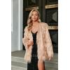 imageSimplee Apparel Womens Long Sleeve Fluffy Faux Fur Warm CoatBeigepink