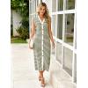 imageSimplee Women Button Striped Summer Dress Knit Casual Cap Sleeve VNeck Midi Comfy Travel Dresses 2025 TrendyArmy Green