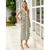 imageSimplee Women Button Striped Summer Dress Knit Casual Cap Sleeve VNeck Midi Comfy Travel Dresses 2025 TrendyArmy Green