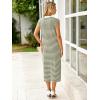 imageSimplee Women Button Striped Summer Dress Knit Casual Cap Sleeve VNeck Midi Comfy Travel Dresses 2025 TrendyArmy Green