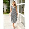 imageSimplee Women Button Striped Summer Dress Knit Casual Cap Sleeve VNeck Midi Comfy Travel Dresses 2025 TrendyBlack