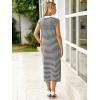 imageSimplee Women Button Striped Summer Dress Knit Casual Cap Sleeve VNeck Midi Comfy Travel Dresses 2025 TrendyBlack