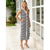 imageSimplee Women Button Striped Summer Dress Knit Casual Cap Sleeve VNeck Midi Comfy Travel Dresses 2025 TrendyBlack