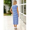 imageSimplee Women Button Striped Summer Dress Knit Casual Cap Sleeve VNeck Midi Comfy Travel Dresses 2025 TrendyBlue