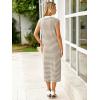 imageSimplee Women Button Striped Summer Dress Knit Casual Cap Sleeve VNeck Midi Comfy Travel Dresses 2025 TrendyCoffee