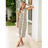 imageSimplee Women Button Striped Summer Dress Knit Casual Cap Sleeve VNeck Midi Comfy Travel Dresses 2025 TrendyCoffee