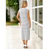 imageSimplee Women Button Striped Summer Dress Knit Casual Cap Sleeve VNeck Midi Comfy Travel Dresses 2025 TrendyGrey
