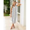 imageSimplee Women Button Striped Summer Dress Knit Casual Cap Sleeve VNeck Midi Comfy Travel Dresses 2025 TrendyGrey