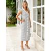 imageSimplee Women Button Striped Summer Dress Knit Casual Cap Sleeve VNeck Midi Comfy Travel Dresses 2025 TrendyGrey