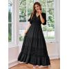 imageSimplee Women V Neck Formal Lace Maxi Dress Ruffle Flowy Short Sleeve Boho Wedding Guest Long DressLaceblack