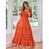 imageSimplee Women V Neck Formal Lace Maxi Dress Ruffle Flowy Short Sleeve Boho Wedding Guest Long DressLaceorange