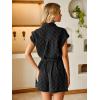 imageSimplee Womens 2025 Denim Romper Casual Short Sleeve Cargo Jean Romper Overall Shorts With PocketsBlack
