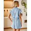 imageSimplee Womens 2025 Denim Romper Casual Short Sleeve Cargo Jean Romper Overall Shorts With PocketsLight Blue