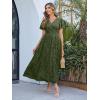 imageSimplee Womens Boho Floral Maxi Dress Flowy Casual V Neck Short Sleeve Wedding Guest Holiday Beach Long Dress1armygreen