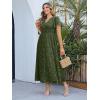 imageSimplee Womens Boho Floral Maxi Dress Flowy Casual V Neck Short Sleeve Wedding Guest Holiday Beach Long Dress1armygreen