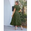 imageSimplee Womens Boho Floral Maxi Dress Flowy Casual V Neck Short Sleeve Wedding Guest Holiday Beach Long Dress1armygreen