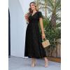 imageSimplee Womens Boho Floral Maxi Dress Flowy Casual V Neck Short Sleeve Wedding Guest Holiday Beach Long Dress1black