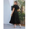 imageSimplee Womens Boho Floral Maxi Dress Flowy Casual V Neck Short Sleeve Wedding Guest Holiday Beach Long Dress1black