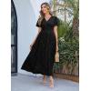 imageSimplee Womens Boho Floral Maxi Dress Flowy Casual V Neck Short Sleeve Wedding Guest Holiday Beach Long Dress1black