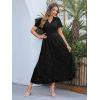 imageSimplee Womens Boho Floral Maxi Dress Flowy Casual V Neck Short Sleeve Wedding Guest Holiday Beach Long Dress1black
