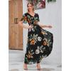 imageSimplee Womens Boho Floral Maxi Dress Flowy Casual V Neck Short Sleeve Wedding Guest Holiday Beach Long Dress1black2
