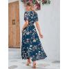 imageSimplee Womens Boho Floral Maxi Dress Flowy Casual V Neck Short Sleeve Wedding Guest Holiday Beach Long Dress1blue